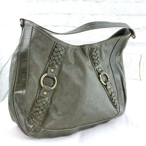 Tommy Hilfiger Womens Retro Olive Green Leather Shoulder Handbag Purse